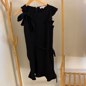 LOFT Asymmetrical Black Dress with Bow Detail, 0P